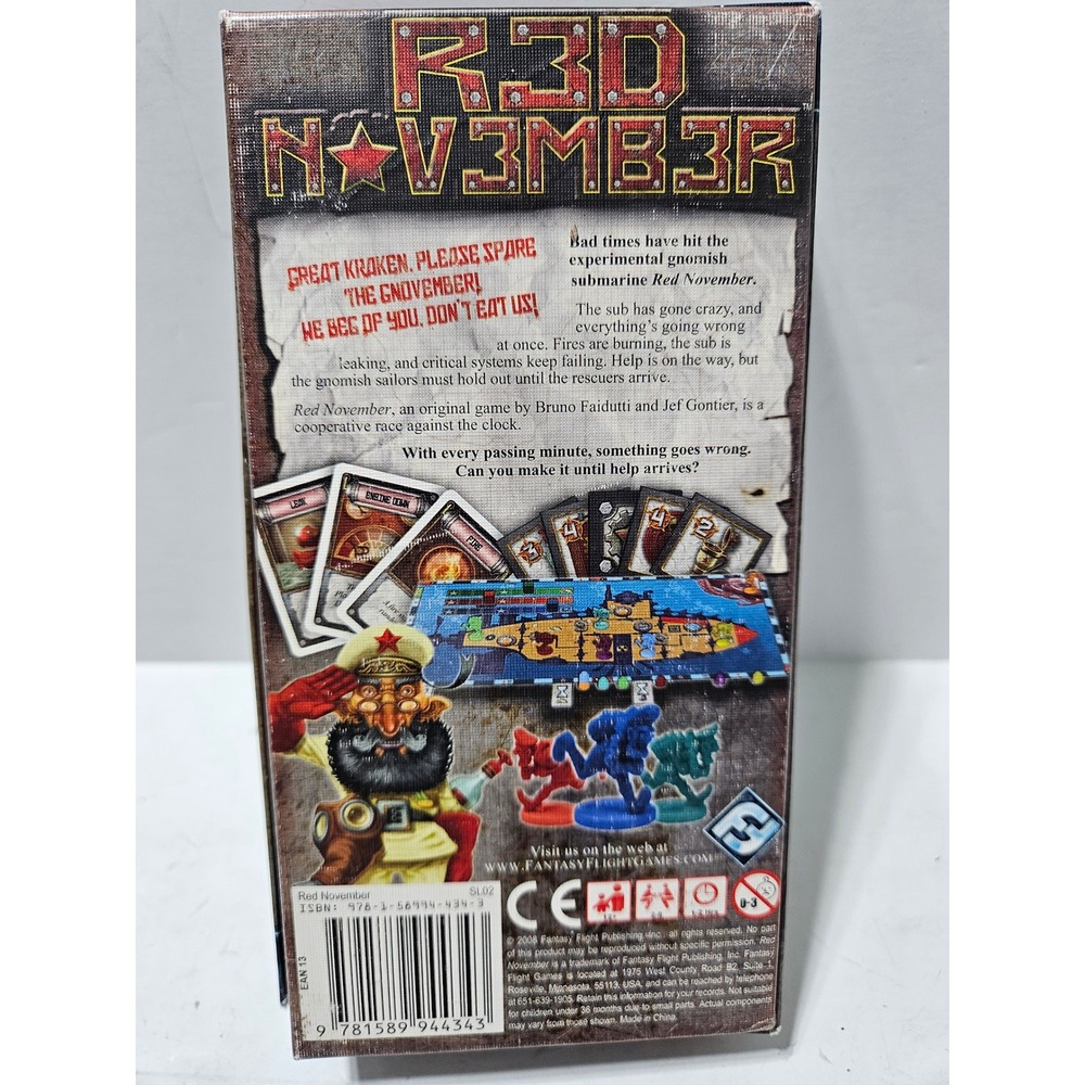 Red November Board Game Cooperative Gnome Submarine Survival Missing One Piece - Picture 2 of 9